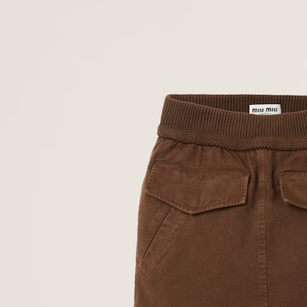 (Women) MIU MIU FW23  Cocoa Brown Embroidered Logo Casual Straight Skirt. MG2105-13SI-F0324-S-232 圖 5