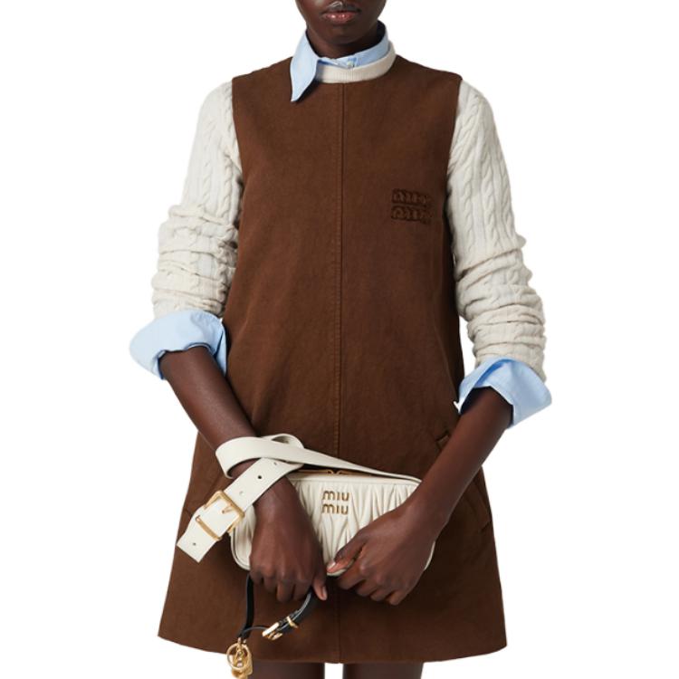 (Women) MIU MIU FW23  Cocoa Brown Sleeveless Short Dress MF5146-13SI-F0324-S-232