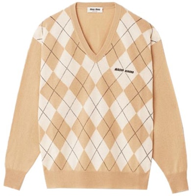 (W) MIU MIU FW23拼色菱形针织毛衣-驼棕色. MML826-13MN-F0040-S-232 Buy (W) MIU MIU FW23拼色菱形针织毛衣-驼棕色. MML826-13MN-F0040-S-232