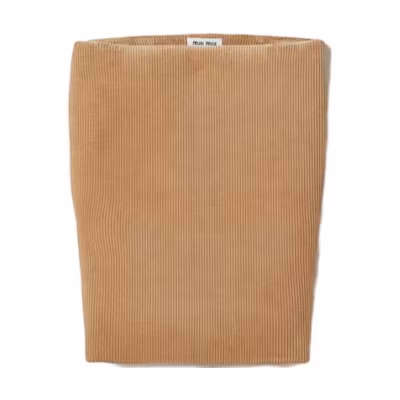 (Women) MIU MIU FW23 Corduroy Mini Skirt with Side Zipper. MG2097-13OR-F0040-S-232