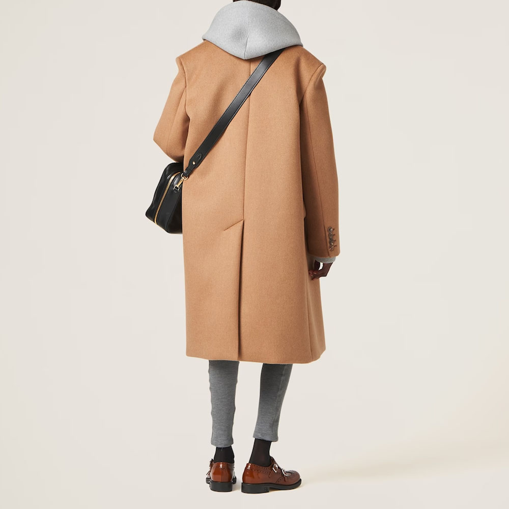 Shop (Women) MIU MIU FW23  Double-Breasted Long Coat in Camel Brown. MS1982-13OM-F0040-S-232