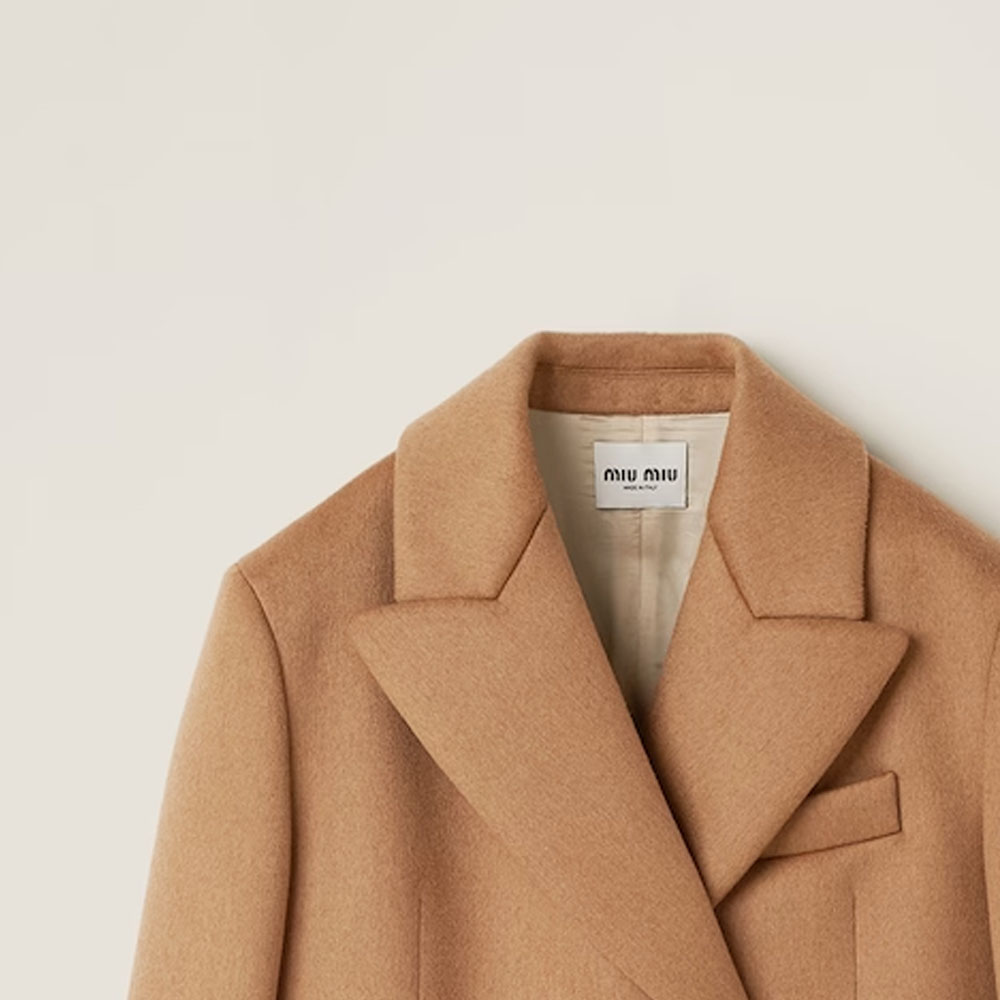 Details for (Women) MIU MIU FW23  Double-Breasted Long Coat in Camel Brown. MS1982-13OM-F0040-S-232