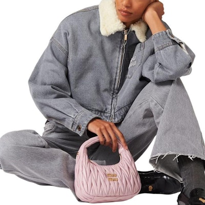 (Women) MIU MIU FW23 Grey Embroidered Logo Long Sleeve Jacket. GWB185-13LF-F0031-S-232 Details for (Women) MIU MIU FW23 Grey Embroidered Logo Long Sleeve Jacket. GWB185-13LF-F0031-S-232