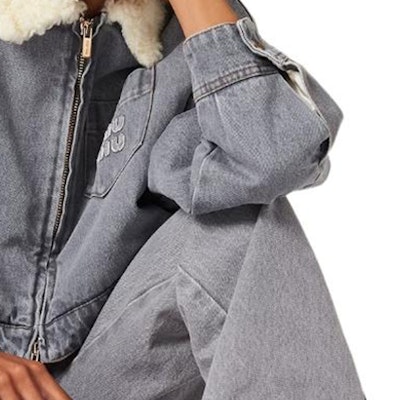 (Women) MIU MIU FW23 Grey Embroidered Logo Long Sleeve Jacket. GWB185-13LF-F0031-S-232 Cheap (Women) MIU MIU FW23 Grey Embroidered Logo Long Sleeve Jacket. GWB185-13LF-F0031-S-232