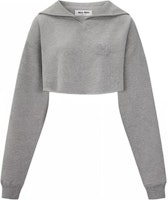 (Women) MIU MIU FW23 Grey Hoodie with Solid Color Embroidered Logo. MJL869-102J-F0031 (Women) MIU MIU FW23 Grey Hoodie with Solid Color Embroidered Logo. MJL869-102J-F0031