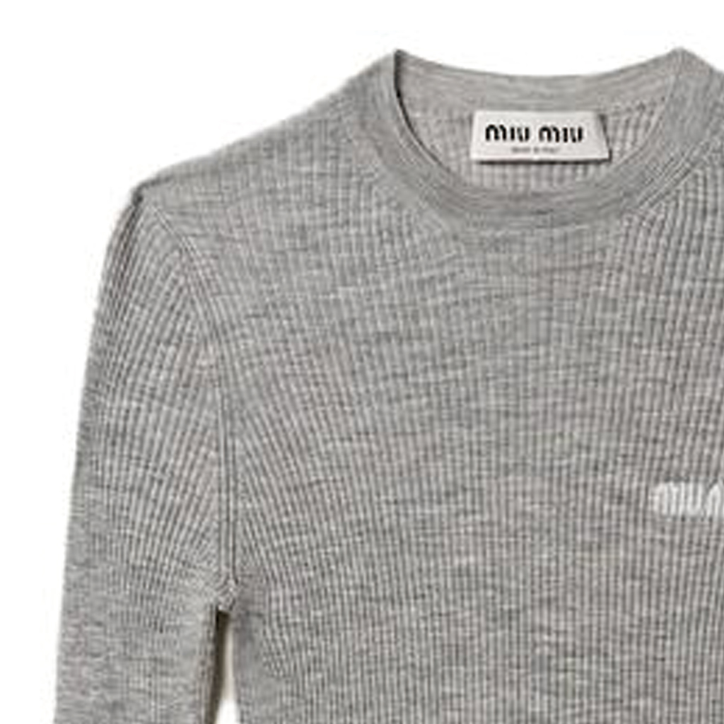 Details for (W) MIU MIU FW23 灰色标志印花修身羊绒长袖毛衣 MML821-13KV-F0031-S-232