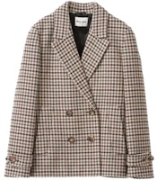 (Women) MIU MIU FW23 Houndstooth Casual Blazer Light Brown MH1871-13LO-F043T-S-232 (Women) MIU MIU FW23 Houndstooth Casual Blazer Light Brown MH1871-13LO-F043T-S-232