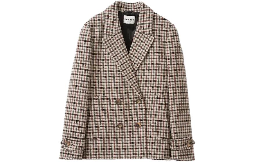 Order (W) MIU MIU 2023秋冬 千鳥格休閒西裝外套 淺棕色 MH1871-13LO-F043T-S-232