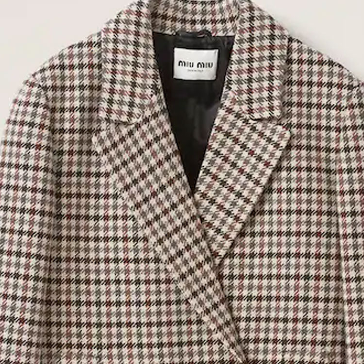 Details for (W) MIU MIU 2023秋冬 千鳥格休閒西裝外套 淺棕色 MH1871-13LO-F043T-S-232
