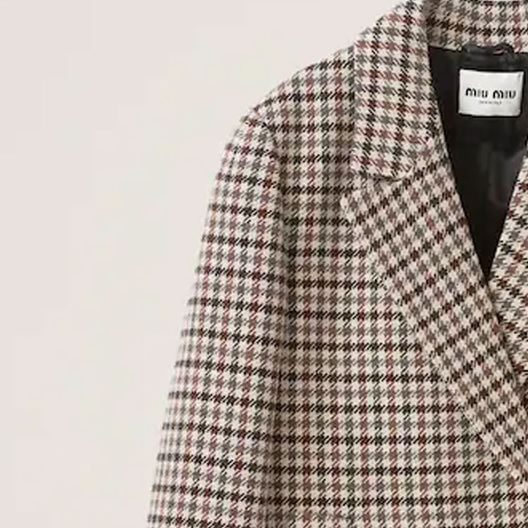 Sizing (W) MIU MIU 2023秋冬 千鳥格休閒西裝外套 淺棕色 MH1871-13LO-F043T-S-232