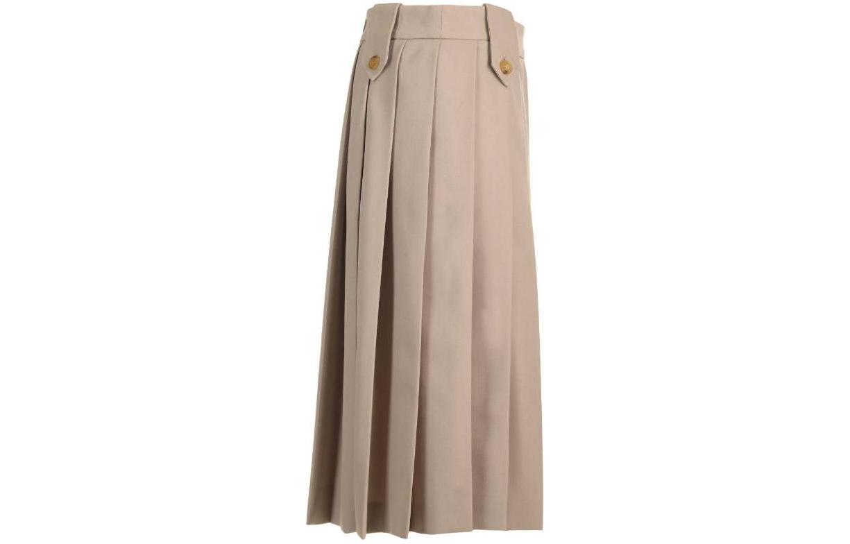 (Women) MIU MIU FW23  Khaki Pleated Mid-Length Midi Skirt with Logo Detail. MG2136-108N-F0065 圖 4