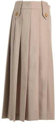 (W) MIU MIU FW23 Skirt Khaki Lipat Panjang Pertengahan dengan Logo. MG2136-108N-F0065 Shop (W) MIU MIU FW23 Skirt Khaki Lipat Panjang Pertengahan dengan Logo. MG2136-108N-F0065