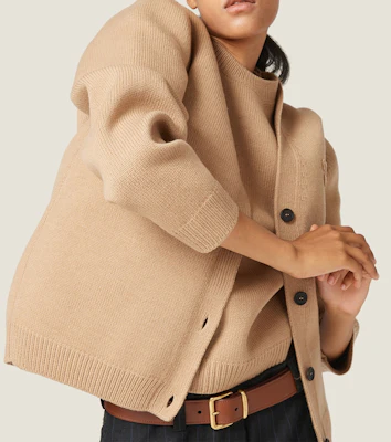 (Women) MIU MIU FW23 Khaki V-Neck Long Sleeve Knit Sweater with Logo Print. MMF791-13JS-F0629-S-232 Details for (Women) MIU MIU FW23 Khaki V-Neck Long Sleeve Knit Sweater with Logo Print. MMF791-13JS-F0629-S-232