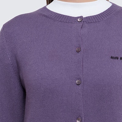 (W) MIU MIU FW23 Kardigan Rajut Bersulam Huruf Lengan Panjang. MMF787-13S1-F0203 Details for (W) MIU MIU FW23 Kardigan Rajut Bersulam Huruf Lengan Panjang. MMF787-13S1-F0203