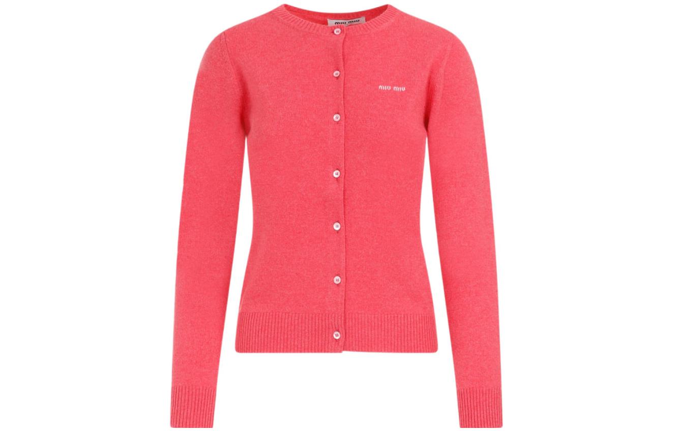 Cheap (W) MIU MIU FW23 Kardigan Rajut Bersulam Huruf Lengan Panjang. MMF787-13S1-F0203