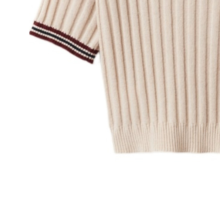 Details for (W) MIU MIU FW23 Baju Polo Lengan Pendek Logo Cetak dalam Beige Terang. MML878-138Q-F0018-S-OOO