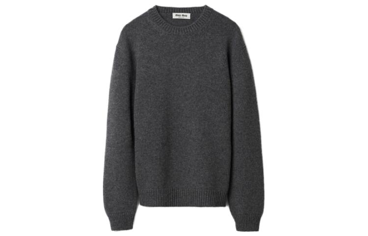 (Women) MIU MIU FW23  Logo Crewneck Knit Sweater - Slate Gray. MML849-13VB-F0480-S-232 圖 2