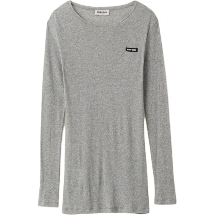 (Women) MIU MIU FW23  Logo Crewneck Slim Fit Long Sleeve Dress MJA842-133O-F0031-S-231