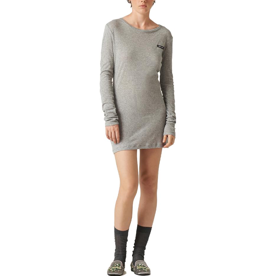 Lookbook (Women) MIU MIU FW23  Logo Crewneck Slim Fit Long Sleeve Dress MJA842-133O-F0031-S-231