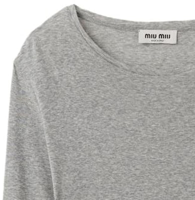 (Women) MIU MIU FW23 Logo Crewneck Slim Fit Long Sleeve Dress MJA842-133O-F0031-S-231 Details for (Women) MIU MIU FW23 Logo Crewneck Slim Fit Long Sleeve Dress MJA842-133O-F0031-S-231