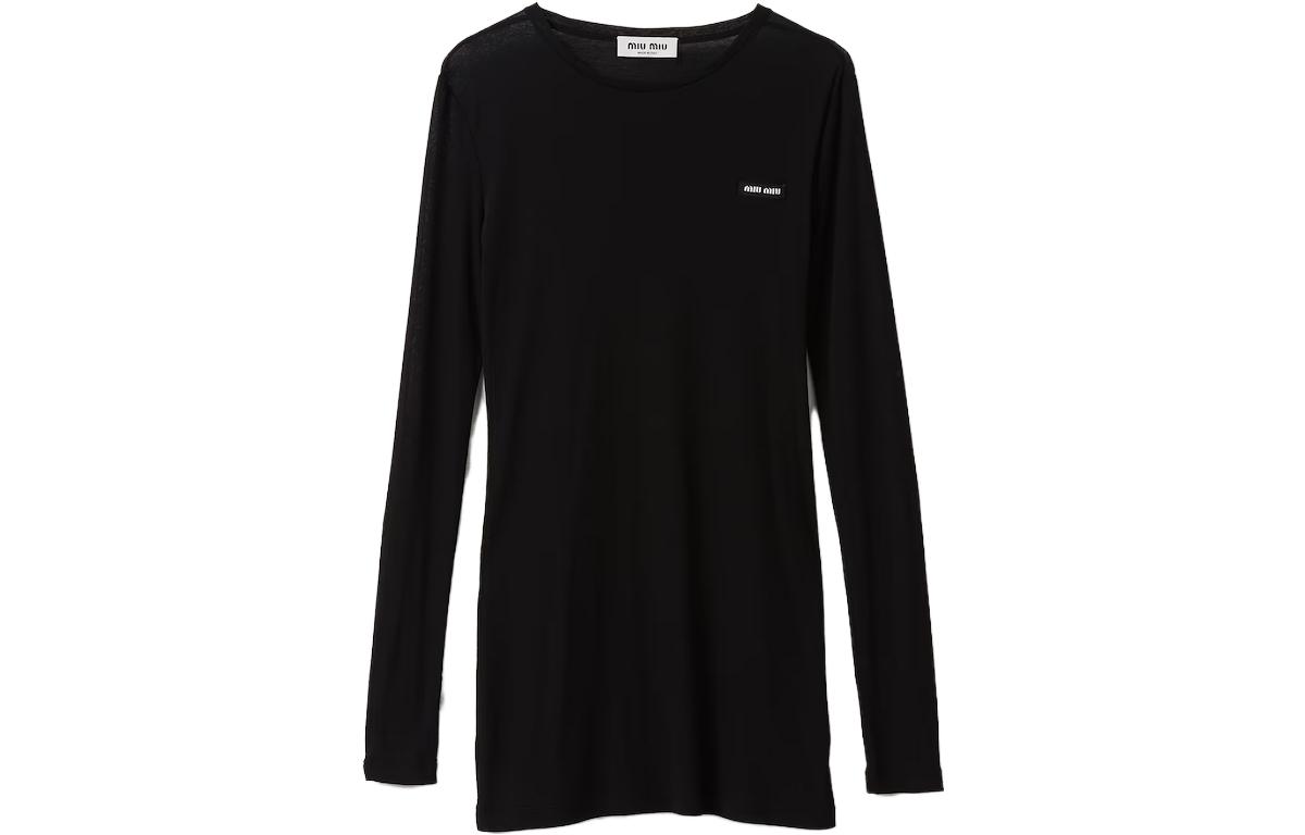 Cheap (Women) MIU MIU FW23  Logo Crewneck Slim Fit Long Sleeve Dress MJA842-133O-F0031-S-231