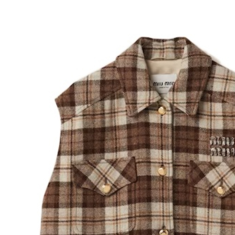 Lookbook (W) MIU MIU FW23 多彩格纹刺绣标志纽扣马甲 ML1022-139S-F0324-S-OOO