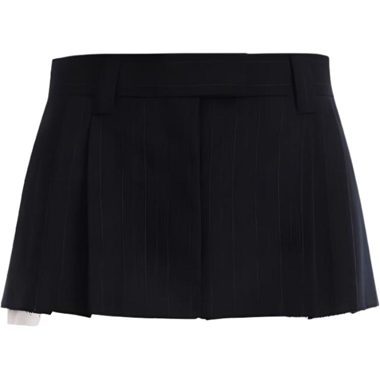 (Women) MIU MIU FW23  Navy Blue Striped Casual Mini Skirt. MG2071-13SH-F0008
