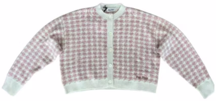 (Women) MIU MIU FW23 Pink Houndstooth Crewneck Knit Sweater. MMF651-11UX-F0E1Q (Women) MIU MIU FW23 Pink Houndstooth Crewneck Knit Sweater. MMF651-11UX-F0E1Q