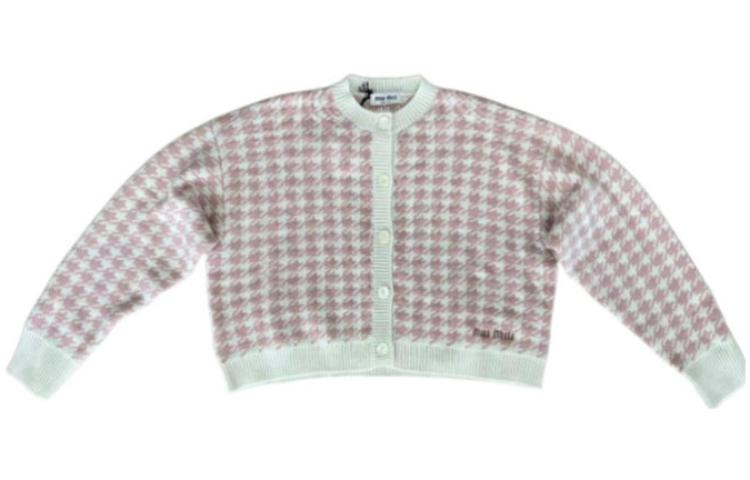 Order (W) MIU MIU 秋冬23粉色千鸟格针织圆领毛衣. MMF651-11UX-F0E1Q