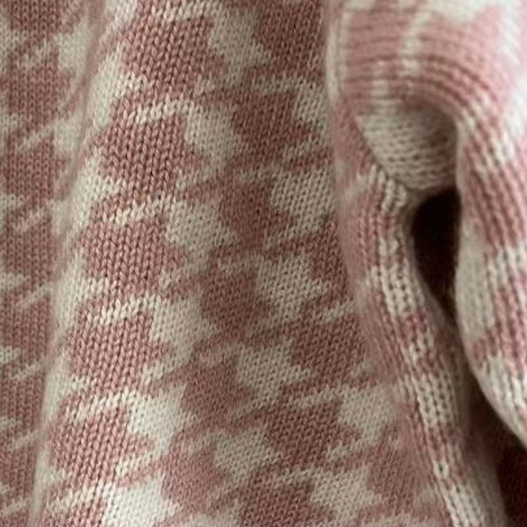 Sizing (W) MIU MIU 秋冬23粉色千鸟格针织圆领毛衣. MMF651-11UX-F0E1Q