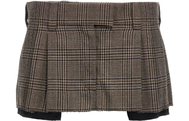 Order (W) MIU MIU FW23 Shorts Plaid Bordados en Marrón Oscuro. MG2071-13JL-F063M-S-232