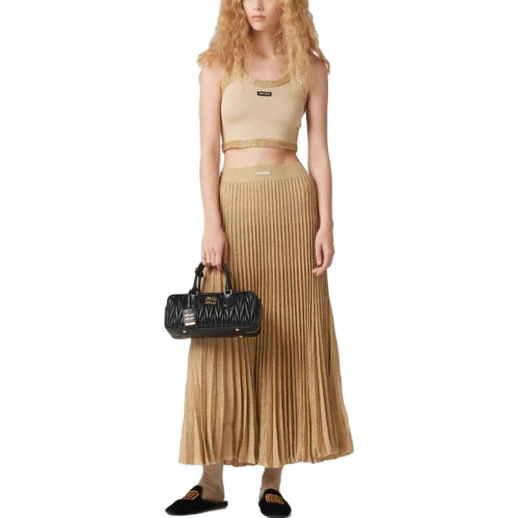 Lookbook (W) MIU MIU FW23 Tank Top Berpailet Kelipan Pendek - Krim MMV155-13Q1-F0061-S-OOO