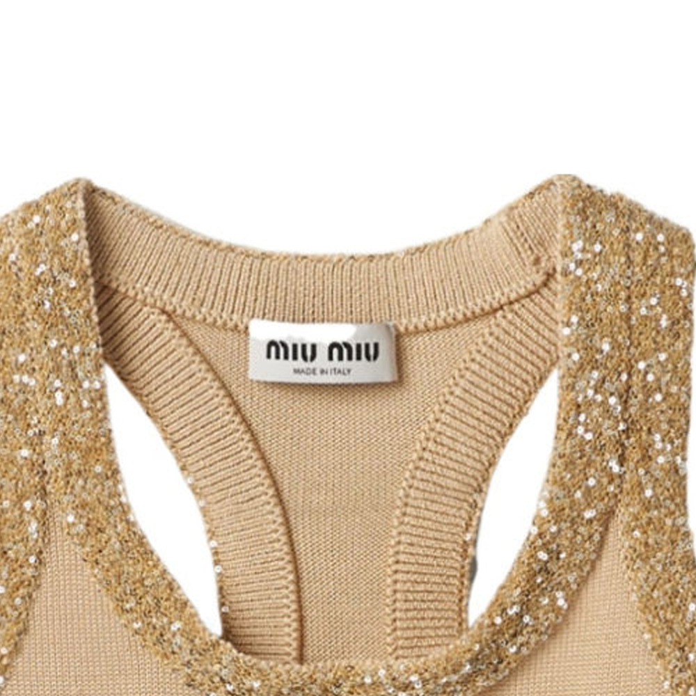 Details for (W) MIU MIU FW23 Tank Top Berpailet Kelipan Pendek - Krim MMV155-13Q1-F0061-S-OOO