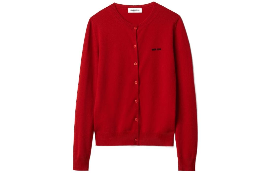 Details for (W) MIU MIU FW23 Kardigan Rajutan Single-Breasted dengan Logo. MMF787-13S1-F0627-S-232