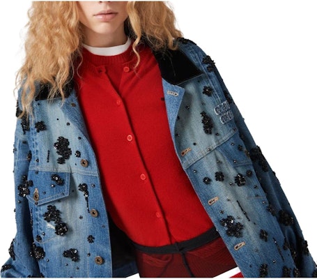 (W) MIU MIU FW23 Kardigan Rajutan Single-Breasted dengan Logo. MMF787-13S1-F0627-S-232 Cheap (W) MIU MIU FW23 Kardigan Rajutan Single-Breasted dengan Logo. MMF787-13S1-F0627-S-232