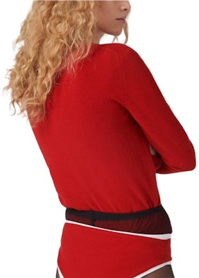 (W) MIU MIU FW23 Kardigan Rajutan Single-Breasted dengan Logo. MMF787-13S1-F0627-S-232 1