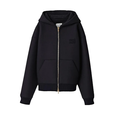 (Women) MIU MIU FW23 Solid Color Hooded Jacket Blue ML991-13SC-F0008-S-232