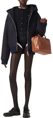 (Women) MIU MIU FW23 Solid Color Hooded Jacket Blue ML991-13SC-F0008-S-232 Lookbook (Women) MIU MIU FW23 Solid Color Hooded Jacket Blue ML991-13SC-F0008-S-232