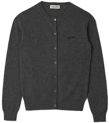 (Women) MIU MIU FW23 Solid Color Logo Knit Long Sleeve Sweater Slate Gray MMF787-13S1-F0480-S-232 Order (Women) MIU MIU FW23 Solid Color Logo Knit Long Sleeve Sweater Slate Gray MMF787-13S1-F0480-S-232