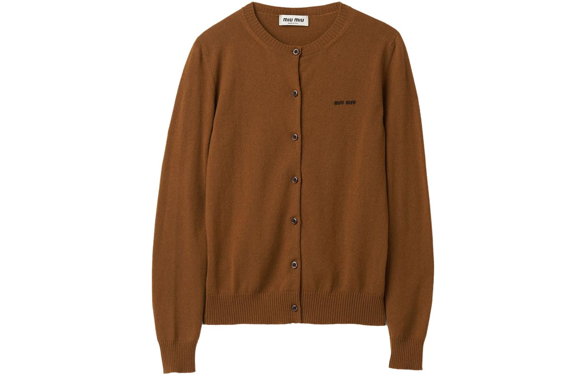 Details for (Women) MIU MIU FW23  Solid Color Logo Knit Long Sleeve Sweater Slate Gray MMF787-13S1-F0480-S-232