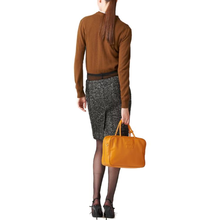 Cheap (Women) MIU MIU FW23  Solid Color Logo Knit Long Sleeve Sweater Slate Gray MMF787-13S1-F0480-S-232