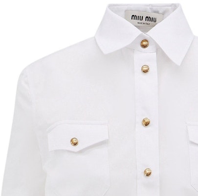 (W) MIU MIU FW23 Baju Pendek Putih Lengan Pendek dengan Cetakan Logo. MK1829-10RG-F0009-S-OOO Purchase (W) MIU MIU FW23 Baju Pendek Putih Lengan Pendek dengan Cetakan Logo. MK1829-10RG-F0009-S-OOO