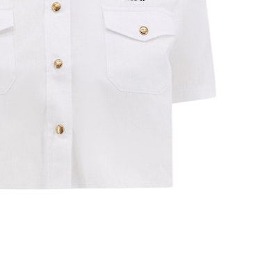 (W) MIU MIU FW23 Baju Pendek Putih Lengan Pendek dengan Cetakan Logo. MK1829-10RG-F0009-S-OOO Cheap (W) MIU MIU FW23 Baju Pendek Putih Lengan Pendek dengan Cetakan Logo. MK1829-10RG-F0009-S-OOO