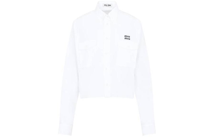 (Women) MIU MIU FW23  White Letter Print Long Sleeve Button-Up Shirt. MK1791-10RG-F0009 圖 2