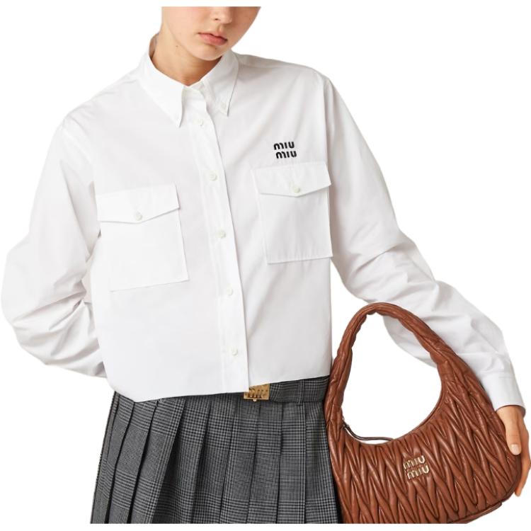 (Women) MIU MIU FW23  White Letter Print Long Sleeve Button-Up Shirt. MK1791-10RG-F0009 圖 5