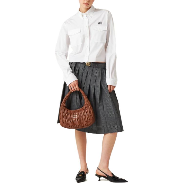 (Women) MIU MIU FW23  White Letter Print Long Sleeve Button-Up Shirt. MK1791-10RG-F0009 圖 7