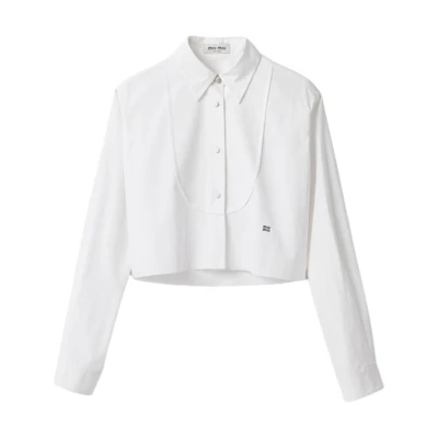 (Women) MIU MIU FW23 White Long Sleeve Casual Button-Up Shirt. MK1816-10RG-F0009-S-000