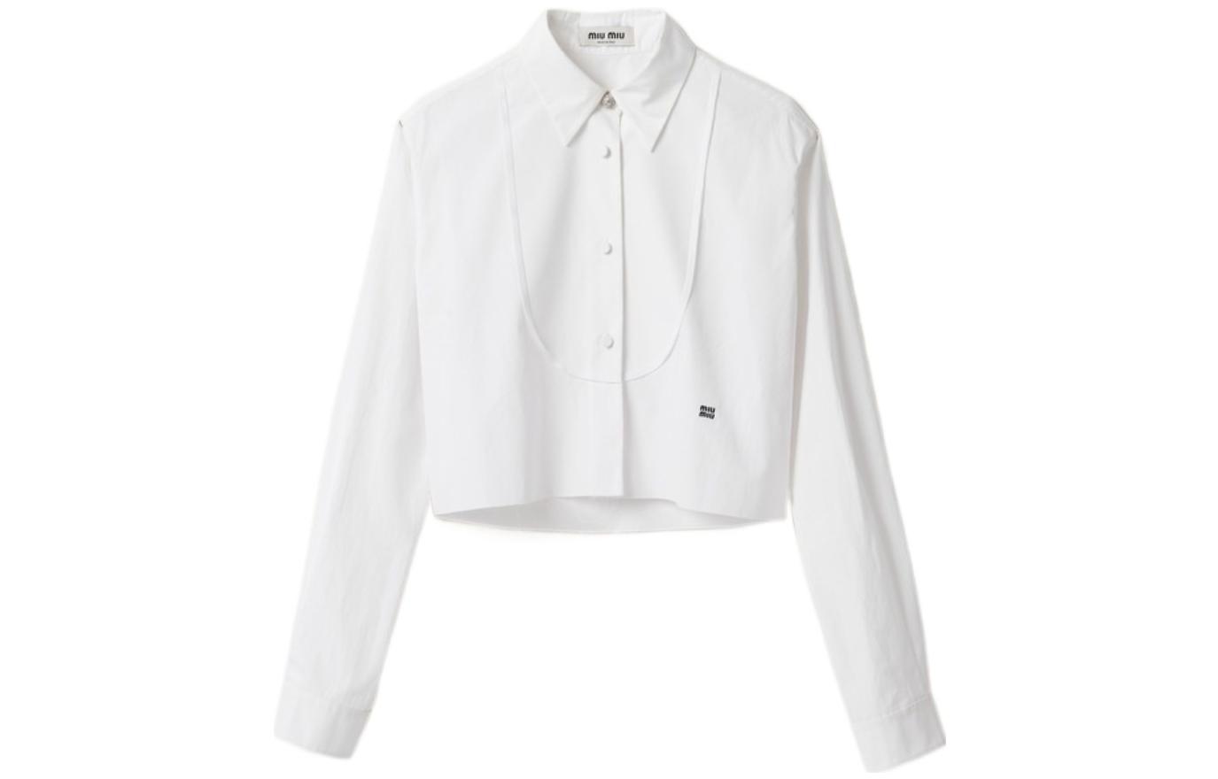Order (W) MIU MIU FW23 Baju Putih Lengan Panjang Kasual Berkancing. MK1816-10RG-F0009-S-000