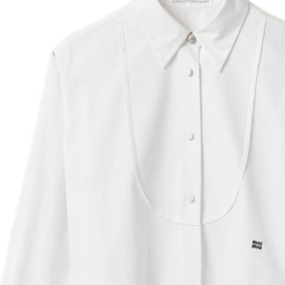 (W) MIU MIU FW23 Baju Putih Lengan Panjang Kasual Berkancing. MK1816-10RG-F0009-S-000 Details for (W) MIU MIU FW23 Baju Putih Lengan Panjang Kasual Berkancing. MK1816-10RG-F0009-S-000