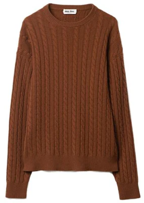 (W) MIU MIU 2023秋冬棕色粗针织圆领毛衣. MML818-13KX-F0005-S-232 Buy (W) MIU MIU 2023秋冬棕色粗针织圆领毛衣. MML818-13KX-F0005-S-232